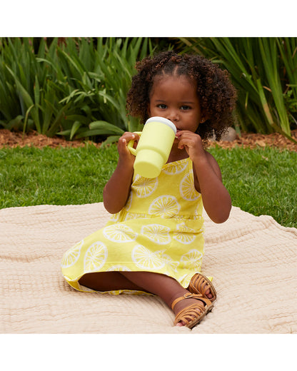 Infantino My 1st Tumbler-Leak Resistant Straw-Easy to Clean-Lightweight-Easy to Hold-Silicone Tumbler-Citrus-6M to 48M