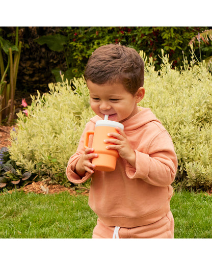 Infantino My 1st Tumbler-Leak Resistant Straw-Easy to Clean-Lightweight-Easy to Hold-Silicone Tumbler-Creamsicle-6M to 48M