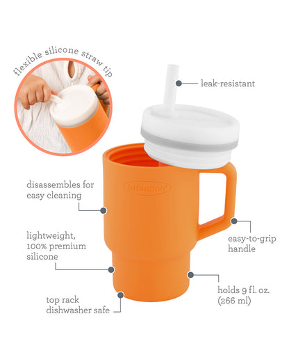 Infantino My 1st Tumbler-Leak Resistant Straw-Easy to Clean-Lightweight-Easy to Hold-Silicone Tumbler-Creamsicle-6M to 48M