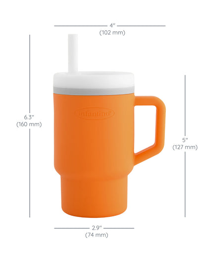 Infantino My 1st Tumbler-Leak Resistant Straw-Easy to Clean-Lightweight-Easy to Hold-Silicone Tumbler-Creamsicle-6M to 48M