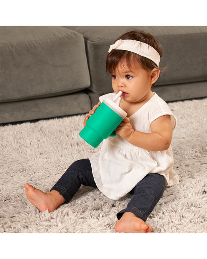 Infantino My 1st Tumbler-Leak Resistant Straw-Easy to Clean-Lightweight-Easy to Hold-Silicone Tumbler-Alpine-6M to 48M