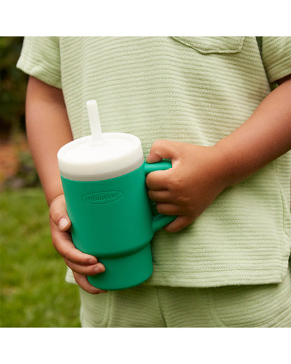 Infantino My 1st Tumbler-Leak Resistant Straw-Easy to Clean-Lightweight-Easy to Hold-Silicone Tumbler-Alpine-6M to 48M