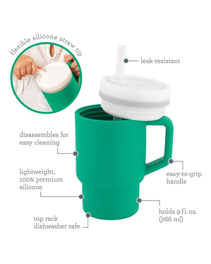 Infantino My 1st Tumbler-Leak Resistant Straw-Easy to Clean-Lightweight-Easy to Hold-Silicone Tumbler-Alpine-6M to 48M