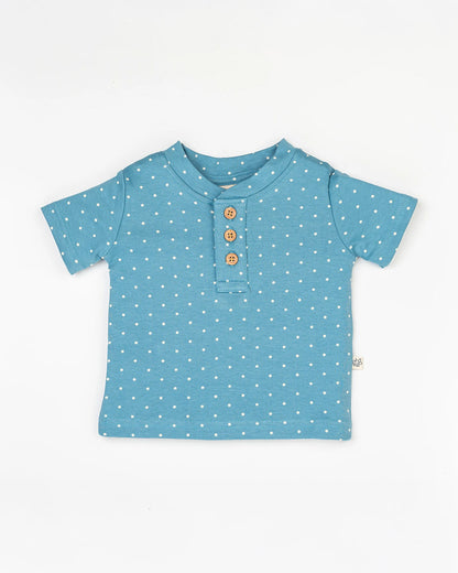 BeeLittle Blue & White Top & Shorts Set-Polka Dots-Cotton-For Infants