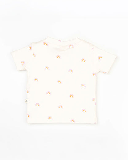 Beelittle White & Orange Top & Shorts Set-Rainbow-Cotton-For Infants