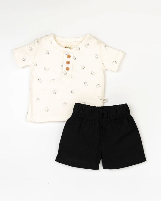 Beelittle White & Black Top & Shorts Set-Tiny Bucks-Cotton-For Infants