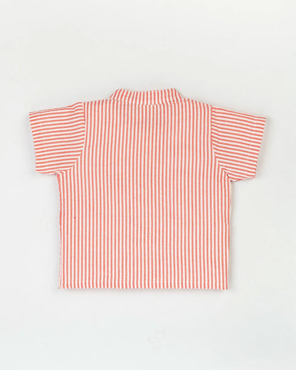 Beelittle Red Top & Shorts Set-Red Stripes-Organic Cotton-For Infants