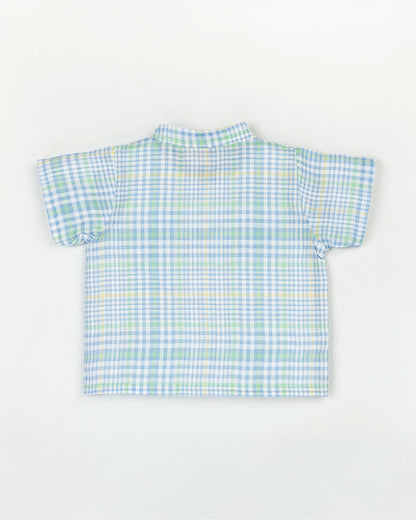 Beelittle Cyan Green Top & Shorts Set-Colorful Checks-Organic Cotton-For Infants