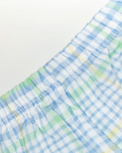 Beelittle Cyan Green Top & Shorts Set-Colorful Checks-Organic Cotton-For Infants