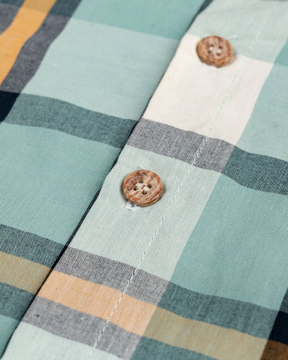Beelittle Sea Green Shirt-Vintage Checks-Cotton-For Infants