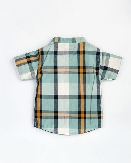 Beelittle Sea Green Shirt-Vintage Checks-Cotton-For Infants