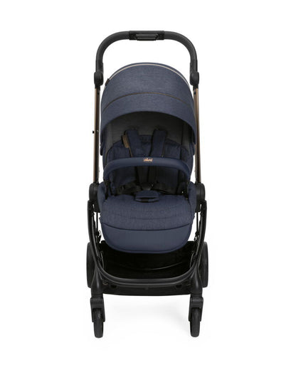 Chicco One4Ever Lounge Baby Stroller-Height Adjustable Backrest-Flat Reclining & Reversible Seat-One Hand Fold-6 Months Warranty-For 0 to 4Y (Upto 22 Kg)-Denim Shine