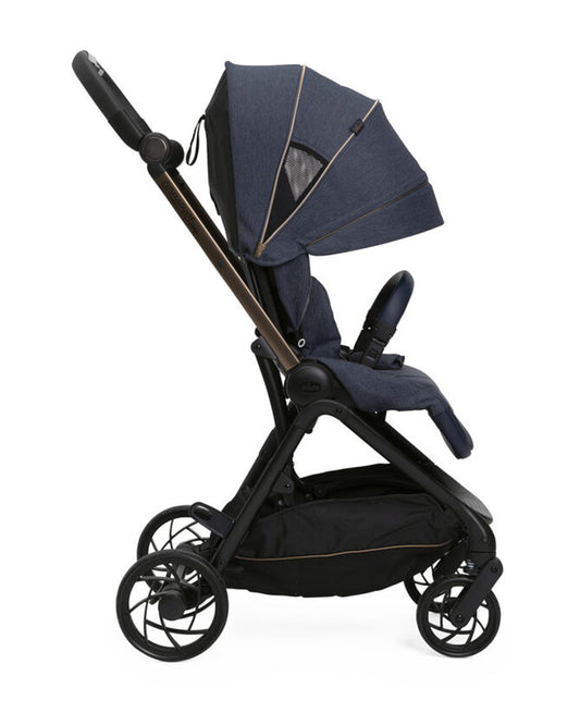 Chicco One4Ever Lounge Baby Stroller-Height Adjustable Backrest-Flat Reclining & Reversible Seat-One Hand Fold-6 Months Warranty-For 0 to 4Y (Upto 22 Kg)-Denim Shine