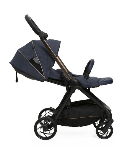 Chicco One4Ever Lounge Baby Stroller-Height Adjustable Backrest-Flat Reclining & Reversible Seat-One Hand Fold-6 Months Warranty-For 0 to 4Y (Upto 22 Kg)-Denim Shine