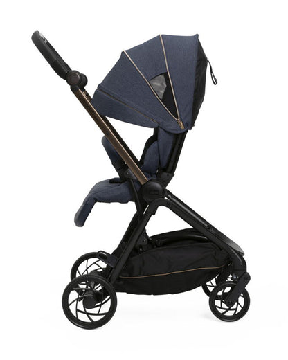 Chicco One4Ever Lounge Baby Stroller-Height Adjustable Backrest-Flat Reclining & Reversible Seat-One Hand Fold-6 Months Warranty-For 0 to 4Y (Upto 22 Kg)-Denim Shine