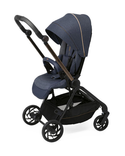 Chicco One4Ever Lounge Baby Stroller-Height Adjustable Backrest-Flat Reclining & Reversible Seat-One Hand Fold-6 Months Warranty-For 0 to 4Y (Upto 22 Kg)-Denim Shine