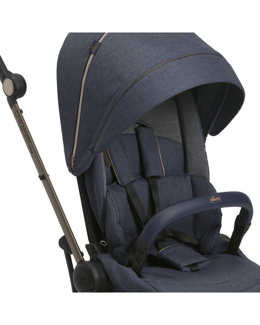 Chicco One4Ever Lounge Baby Stroller-Height Adjustable Backrest-Flat Reclining & Reversible Seat-One Hand Fold-6 Months Warranty-For 0 to 4Y (Upto 22 Kg)-Denim Shine