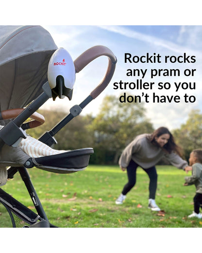 Rockit Rocker-Portable Stroller Rocker-Soothing 60 Minute Rocking Cycle-Adjustable Speed Dial-Requires Battery-White