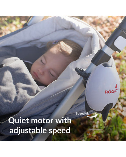 Rockit Rocker-Portable Stroller Rocker-Soothing 60 Minute Rocking Cycle-Adjustable Speed Dial-Requires Battery-White