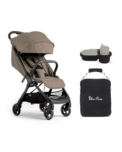 Silver Cross Clic Stroller-With Snack Tray & Stroller Bag-Cabin Friendly-One Hand Fold-For 0 to 4Y (Upto 22 kg)-Cobble