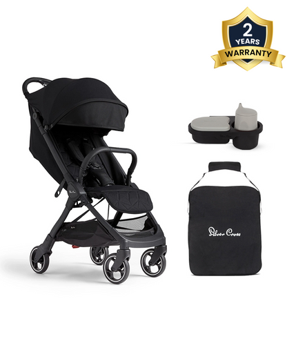 Silver Cross Clic Stroller-With Snack Tray & Stroller Bag-Cabin Friendly-One Hand Fold-For 0 to 4Y (Upto 22 kg)-Space