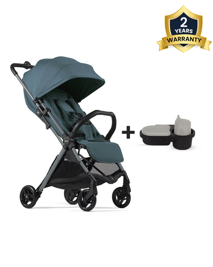 Silver Cross Jet 5-World's First Cabin Approved Stroller-With Snack Tray, Rain Cover & Travel Bag-One Motion Fold-Pram for 0 to 4Y (Upto 22 Kg)-Mineral