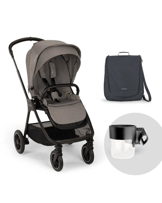 Nuna TRIV Next Stroller -With Cup Holder-Includes Travel Bag, Rain Cover & Post Adaptors-Reversible Seat-One Hand Fold-Pram for 0 to 4Y (Upto 22Kg)-Granite