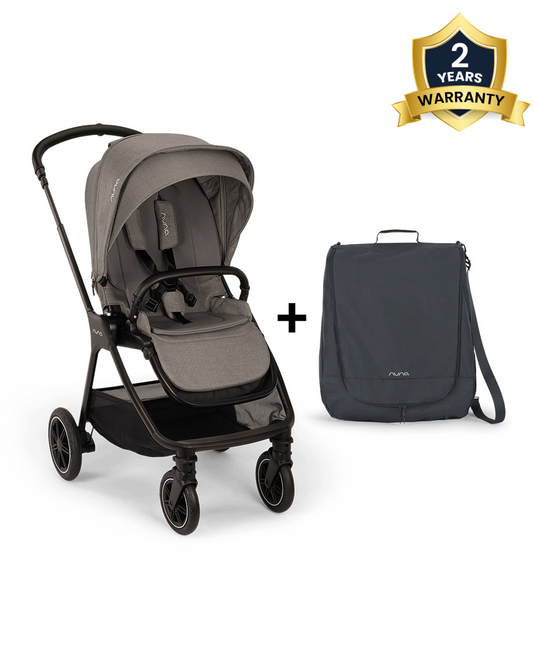 Nuna TRIV Next Stroller -With Cup Holder-Includes Travel Bag, Rain Cover & Post Adaptors-Reversible Seat-One Hand Fold-Pram for 0 to 4Y (Upto 22Kg)-Granite