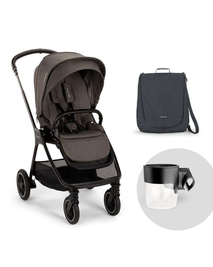 Nuna TRIV Next Stroller-With Cup Holder- Includes Travel Bag, Rain Cover & Post Adaptors-Reversible Seat-One Hand Fold-Pram for 0 to 4Y (Upto 22Kg)-Thunder