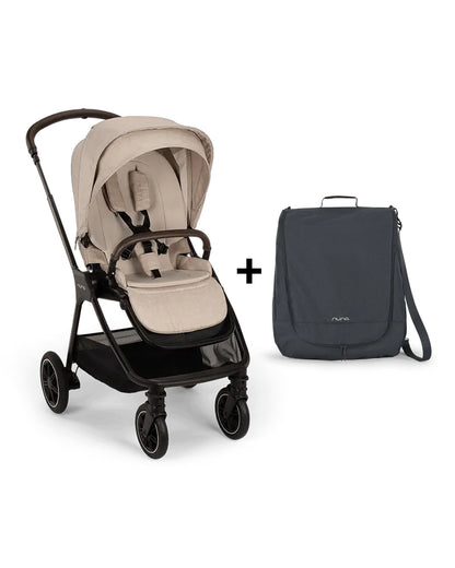 Nuna TRIV Next Stroller -With Cup Holder-Includes Travel Bag, Rain Cover & Post Adaptors-Reversible Seat-One Hand Fold-Pram for 0 to 4Y (Upto 22Kg)-Biscotti