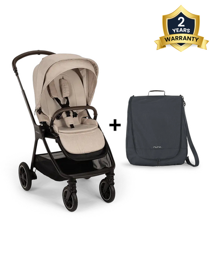 Nuna TRIV Next Stroller -With Cup Holder-Includes Travel Bag, Rain Cover & Post Adaptors-Reversible Seat-One Hand Fold-Pram for 0 to 4Y (Upto 22Kg)-Biscotti