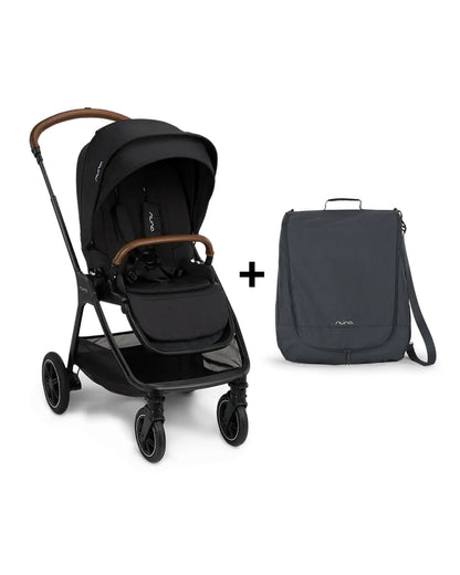 Nuna TRIV Next Stroller -With Cup Holder-Includes Travel Bag, Rain Cover & Post Adaptors-Reversible Seat-One Hand Fold-Pram for 0 to 4Y (Upto 22Kg)-Caviar