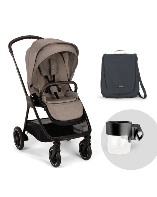 Nuna TRIV Next Stroller -With Cup Holder-Includes Travel Bag, Rain Cover & Post Adaptors-Reversible Seat-One Hand Fold-Pram for 0 to 4Y (Upto 22Kg)-Cedar