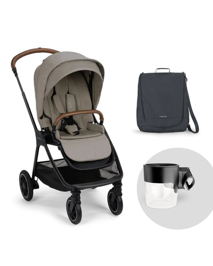 Nuna TRIV Next Stroller -With Cup Holder-Includes Travel Bag, Rain Cover & Post Adaptors-Reversible Seat-One Hand Fold-Pram for 0 to 4Y (Upto 22Kg)-Hazelwood