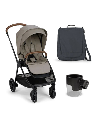 Nuna TRIV Next Stroller-With Travel Bag, Cup Holder, Rain Cover & Post Adaptors-Reversible Seat-One Hand Fold-Pram for 0 to 4Y (Upto 22Kg)-Hazelwood