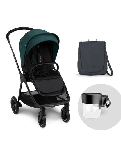 Nuna TRIV Next Stroller -With Cup Holder-Includes Travel Bag, Rain Cover & Post Adaptors-Reversible Seat-One Hand Fold-Pram for 0 to 4Y (Upto 22Kg)-Lagoon