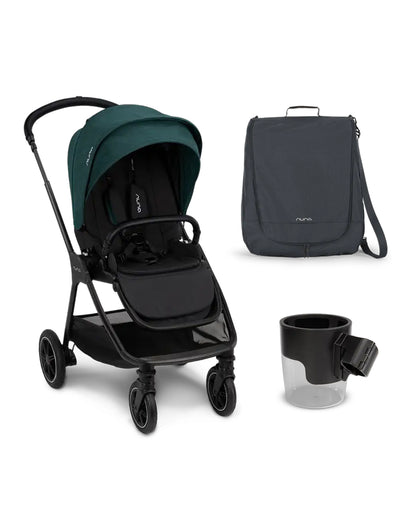 Nuna TRIV Next Stroller-With Travel Bag, Cup Holder, Rain Cover & Post Adaptors-Reversible Seat-One Hand Fold-Pram for 0 to 4Y (Upto 22Kg)-Lagoon