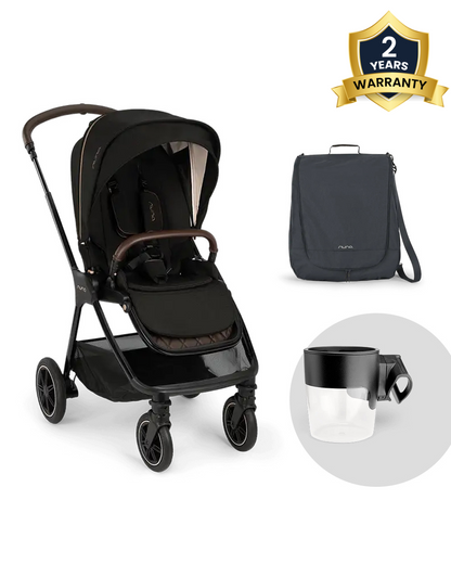 Nuna TRIV Next Stroller-With Travel Bag, Cup Holder, Rain Cover & Post Adaptors-Reversible Seat-One Hand Fold-Pram for 0 to 4Y (Upto 22Kg)-Riveted