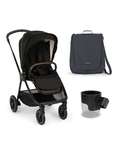 Nuna TRIV Next Stroller-With Travel Bag, Cup Holder, Rain Cover & Post Adaptors-Reversible Seat-One Hand Fold-Pram for 0 to 4Y (Upto 22Kg)-Riveted