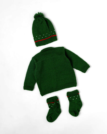The Original Knit Bottle Green Dungaree Set-Elf Cuddle-Acrylic-For Infants