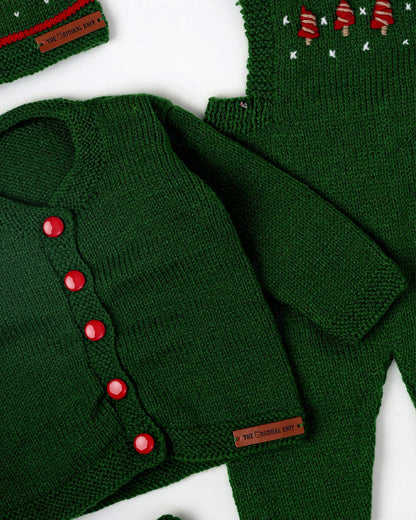 The Original Knit Bottle Green Dungaree Set-Elf Cuddle-Acrylic-For Infants