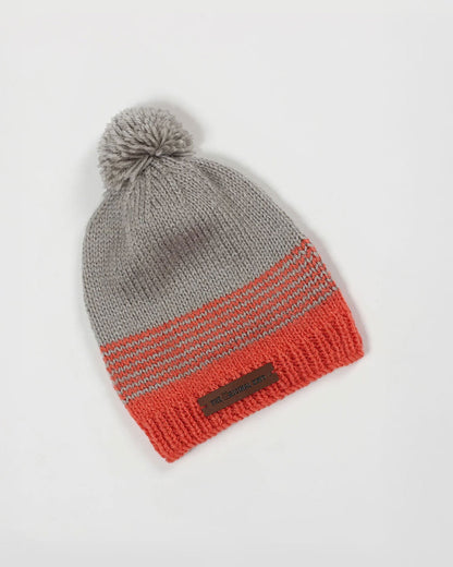 The Original Knit Grey & Orange Cap-Line Design-Acrylic-For Infants