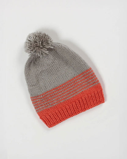 The Original Knit Grey & Orange Cap-Line Design-Acrylic-For Infants