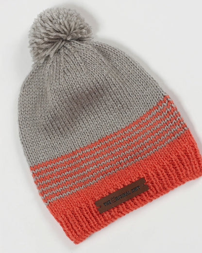 The Original Knit Grey & Orange Cap-Line Design-Acrylic-For Infants