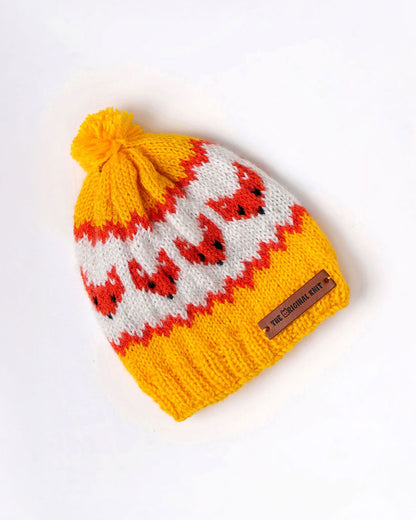 The Original Knit White & Yellow Cap-Foxy Fun-Acrylic-For Infants