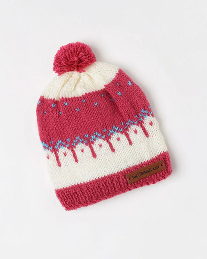 The Original Knit White & Magenta Cap-Colorful-Acrylic-For Infants