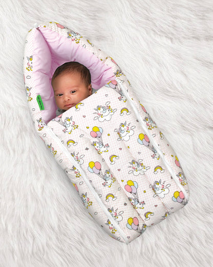 nuluv Baby Carrier Nest-100% Cotton With Antimicrobial & Hypoallergenic Filling-Unicorn-Newborn Bed