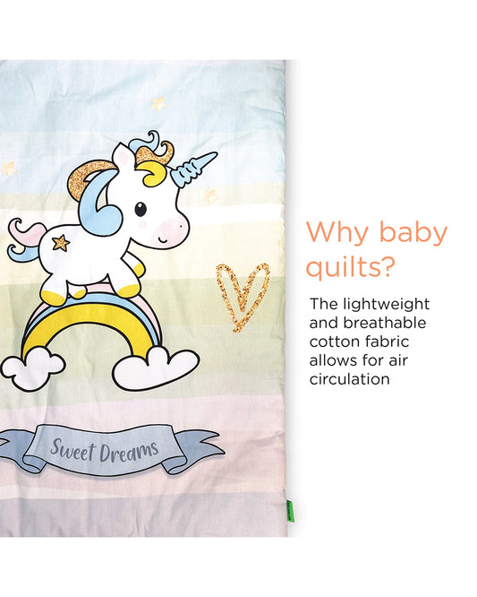 nuluv Baby Quilt-Made With 100% Cotton-Unicorn-For Infant