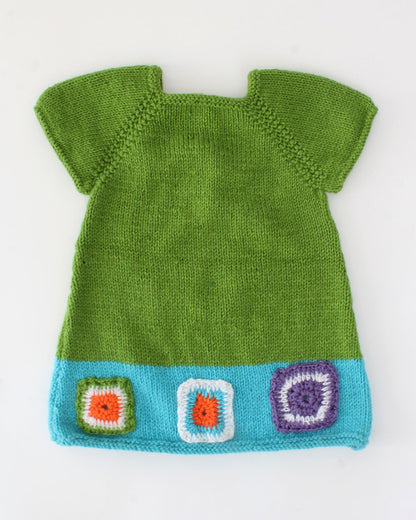 Woonie Green Dress-Embroidered-Acrylic Handmade-For Infants