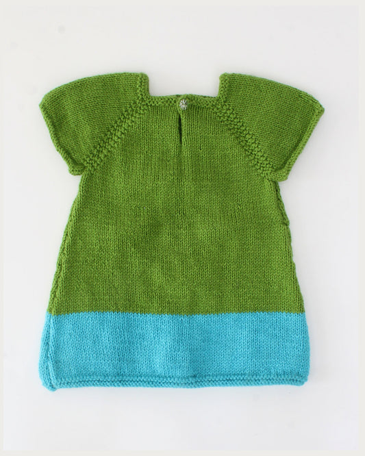 Woonie Green Dress-Embroidered-Acrylic Handmade-For Infants